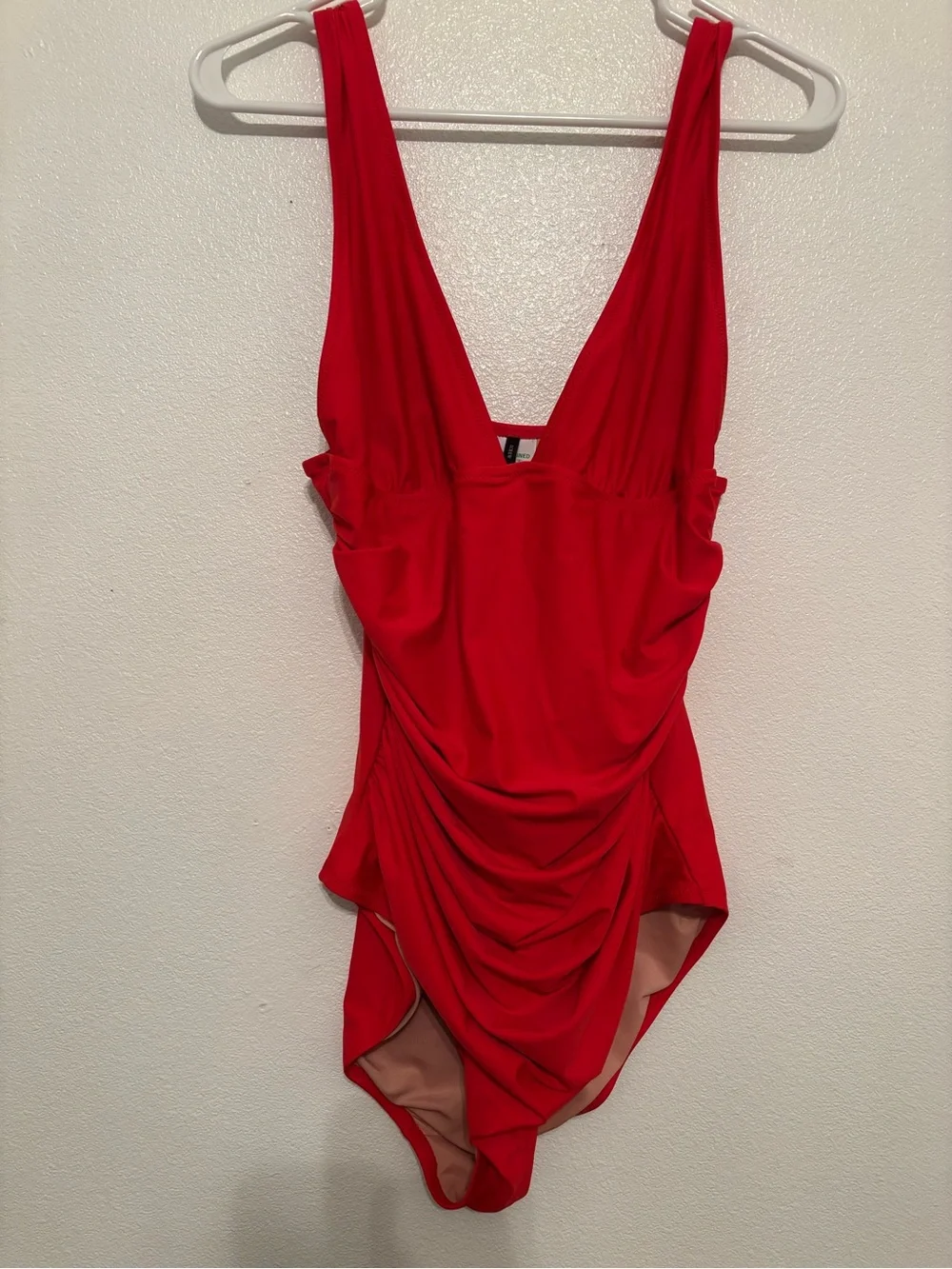 J. Crew Red V-Neck ruched One-Piece Swimsuit 12